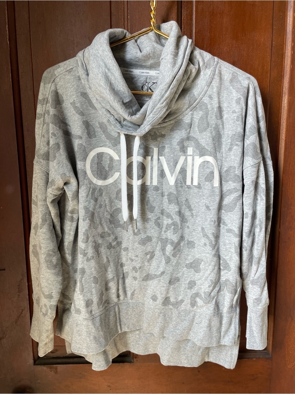 Calvin Klein women's small gray cowl neck sweatshirt